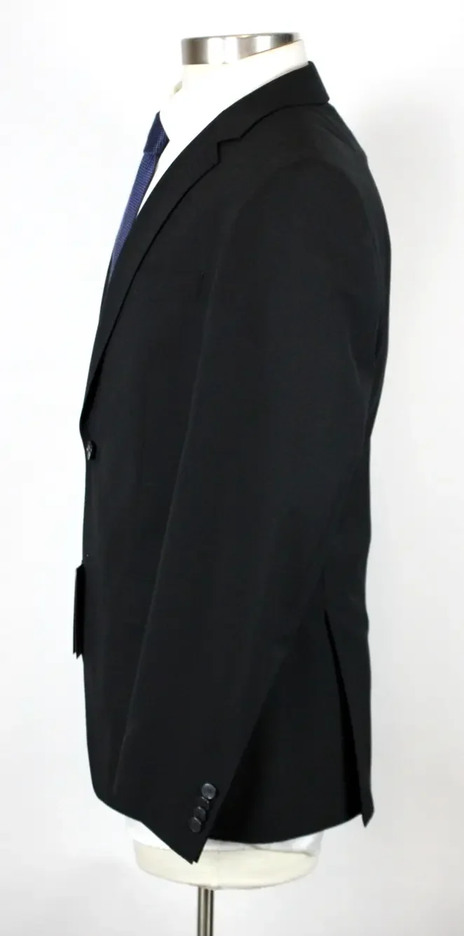Hugo Boss Slim Fit Huge Sport Coat 40 R Mens Black Solid Wool Two Button Blazer
